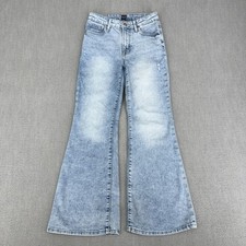 GAP Girls Size 12 Kids Bootcut 70  s Flare Jeans Blue 24x26 Adjustable Waist Fade
