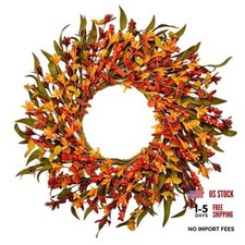 20in Fall Wreath for Front Door, Artificial Silk Paper Forsythia Flower