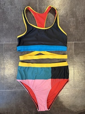 Juicy Couture Colorblock High-Waist Two-Piece Swimsuit Bathing Suit swim beach