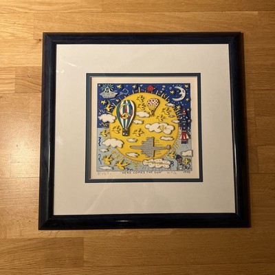 James Rizzi: original 3D ''HERE COMES THE SUN'', handsigniert, gerahmt, 1995, TOP
