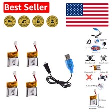 Cecicebb 3.7V 100mAh LiPo Battery Pack for Drones - 4 Batteries & USB Charger