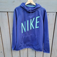 Nike Women's Purple w/ Teal Logo Training Hoodie Size Large Thumb holes