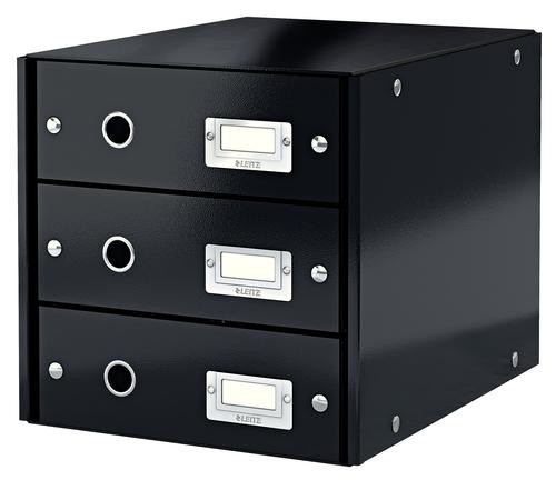 Cassettiera Ufficio Leitz 60480095 Nero - 3 Cassetti A4 Click & Store