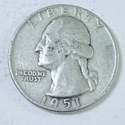 1951 Washington Quarter 90% Silver Circulated Coin Free Shipping #7615