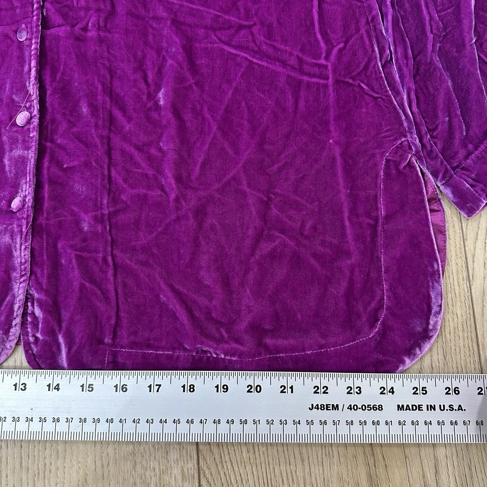 Camisa túnica suave envolvente icono seda terciopelo poetas talla XL fucsia calce relajado Foto 3 de 4