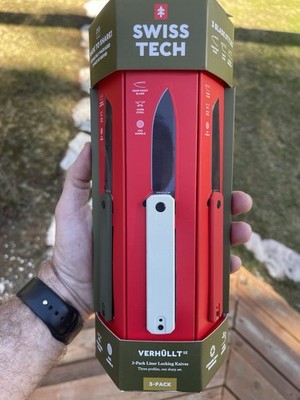 Swiss Tech 3 Pack Verhullt Slim Flipper Knife Rare New Liner Locking Lot