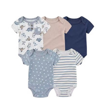 5 Pcs Fashion Cartoon Short Sleeve Baby Boy Girl Bodysuits Soft Newborn