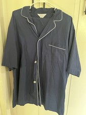 VTG Men?s Navy Blue SZ XL 46/48 Tall Sears  Perma-Prest Button Up Collard Pajama