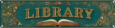 Vintage Tin Library Sign Retro Metal Sign Suitable For Home Library - Multi-P...