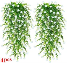 4pcs Artificial Plant Fake Eucalyptus Leaf Hanging Flowe Vine Garden Home Decor