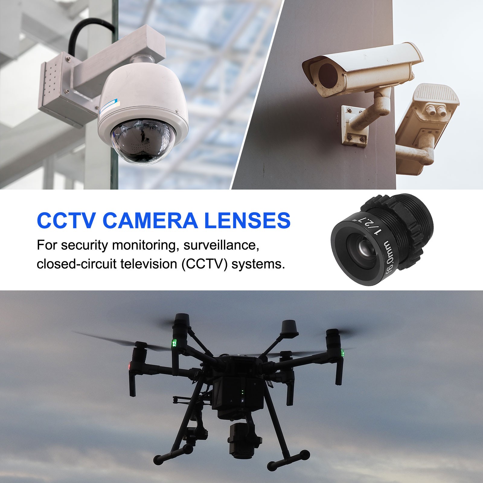 CCTV Camera Lens 6mm Focal Length HD 1080P 2MP Security Wide Angle M12 Mount