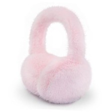 Winter Ear Muffs for Women Girls Faux Fur Cute White Earmuffs Fluffy Light Pink