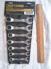 Vtg Craftsman 9 44101 7 Piece Sae Short Stuby Offset Wrench Set Usa