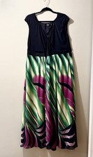 IGIGI Women’s Black Jewel‑Tone Abstract Surplice Maxi Dress 24/26 USA Made