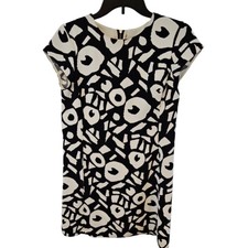 Ann Taylor Loft Size 0 Black Off White Abstract Print Shift Dress