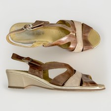 Fly Flot Size 7 Ladies Anti-shock Anatomic Summer Sandals Leather Brown Beige