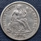 1884 Seated Liberty Dime 10c Higher Grade XF + #93588