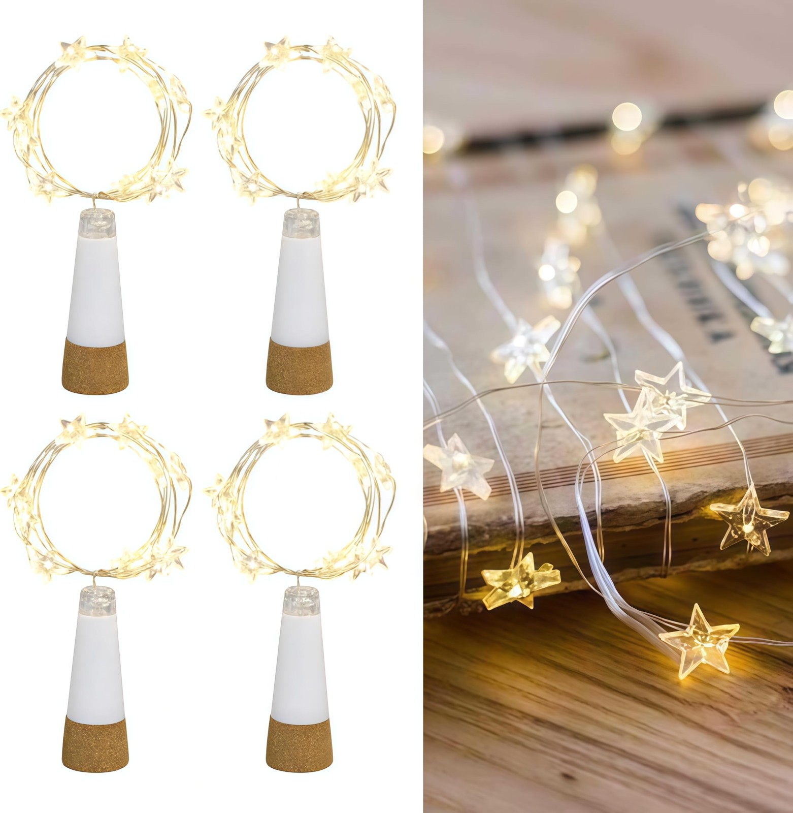 Guirlande lumineuse led pour bouteille lot de 4 cables USB 2m blanc
