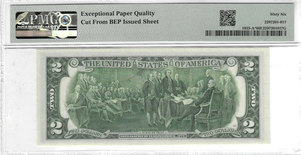 1976 $2 Federal Reserve Star Note, PMG Graded Gem Uncirculated 66 EPQ - Image 2 of 2