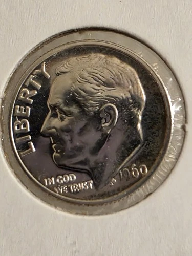 1960 Gem  Proof  "EYE CANDY"  Dime 90%  SILVER  FULL HORIZONAL  BAND SILVER COIN