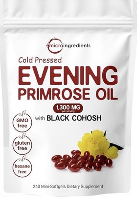 Micro Ingredients Evening Primrose Oil 1300mg Black Cohosh 240 Mini Softgels