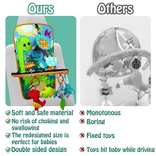 Baby Car Seat Dinosaurs Toys - Kick and Play Double Sided Infant Car Seat Toys - Picture 6 of 7