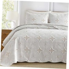 White California King Quilt Set California King 111x106 White/Golden Thread