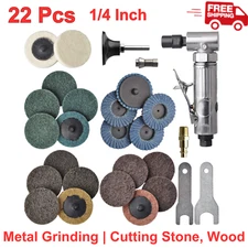 1/4" Angle Air Die Grinder Kit with 22 Pcs 2" Roll Lock Sanding Discs, Polished