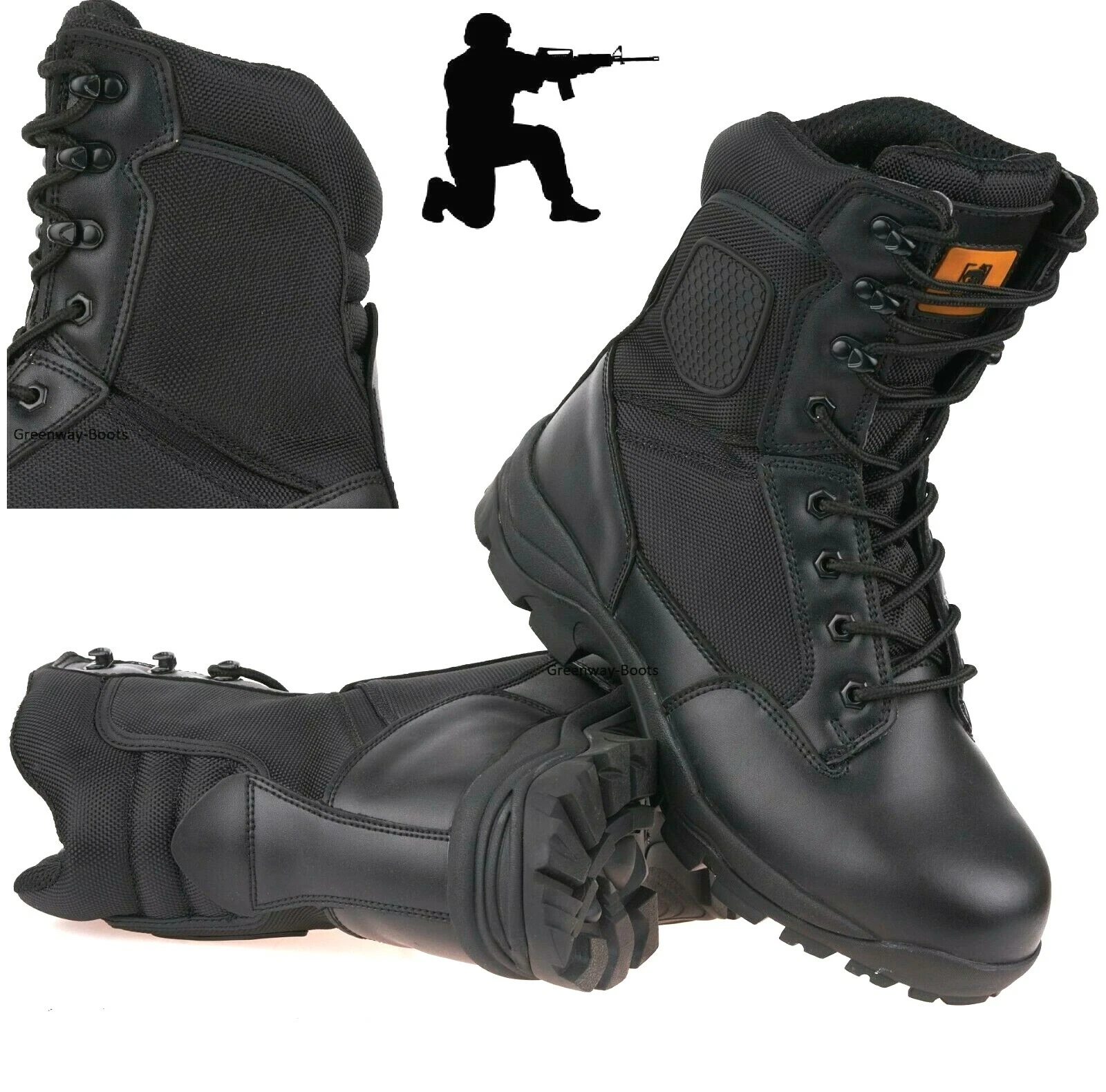 Mens Leather Safety Army Combat Military Tactical Steel Toe Cap Work Hi Boots Sz