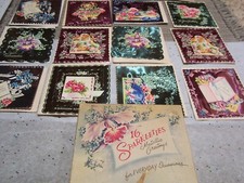 16 SPARK-L-ETTES 1 Box Vintage Antique Metallic Greeting Cards with BOX 1930's