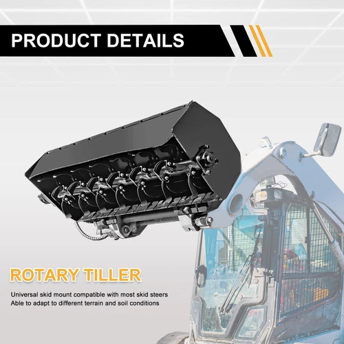 Rotary Tiller Attachment Skid Steer Heavy Duty 70" for Low Flow Machines Bobcat