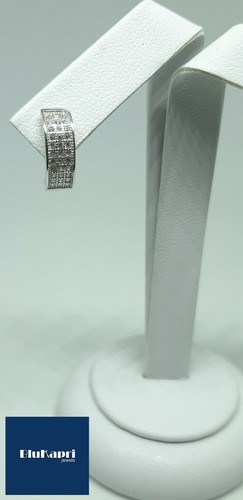 Orecchini cerchio uomo Donna in Argento Cerchio con zirconi pave' 14 mm - Foto 11 di 16