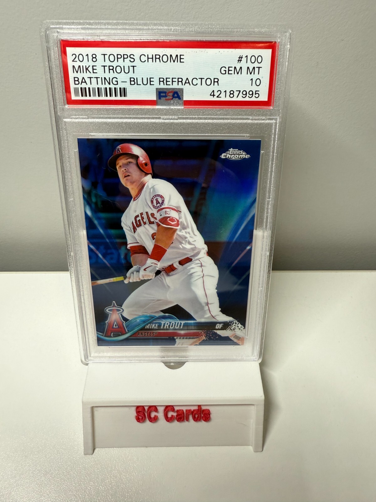 Mike Trout 2018 Topps Chrome Batting Blue Refractor /150 #100 PSA 10 GEM MT