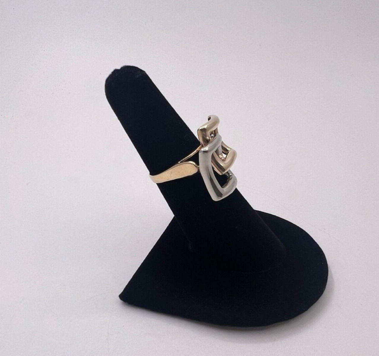 Interlinked Squares Design Two-tone Gold Ring 14K… - image 2