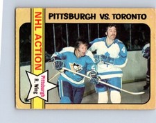 VINTAGE HOCKEY CARD 1972 O-PEE-CHEE PITTSBURGH PENGUINS ED SHACK IN ACTION #1915