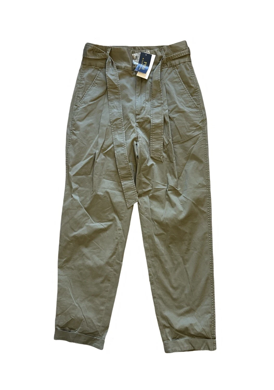 Polo Ralph Lauren Supreme Touch chino cheville plissé ceinturé pantalon femme taille 2