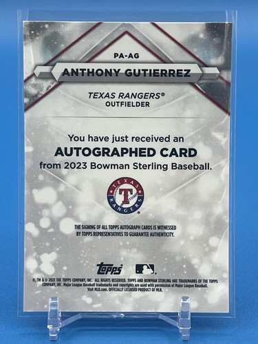 2023 Bowman Sterling Anthony Gutierrez Prospect On card Auto #PA-AG Rangers - Picture 2 of 2