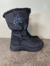 Circo Winter Boots Girl's Size 11 Snow Rain Sparkle Faux Fur Lining Black