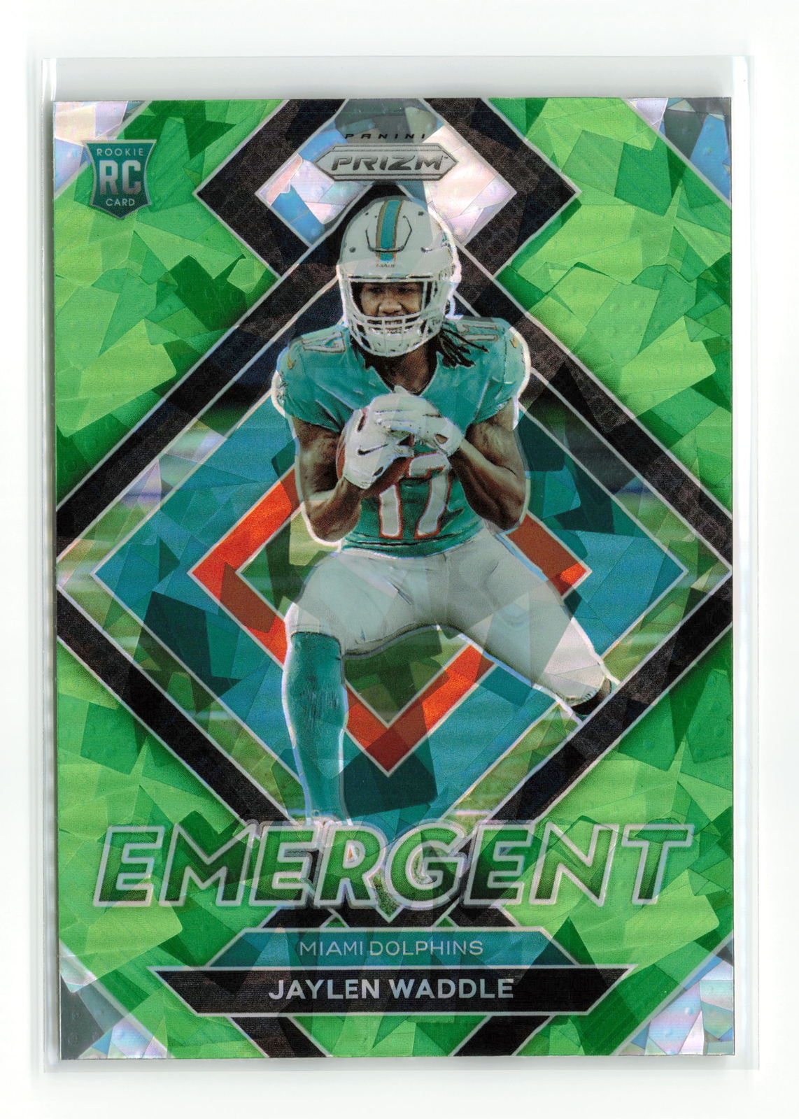 JAYLEN WADDLE #E-8 2021 PANINI PRIZM DOLPHINS EMERGENT RC GREEN ICE