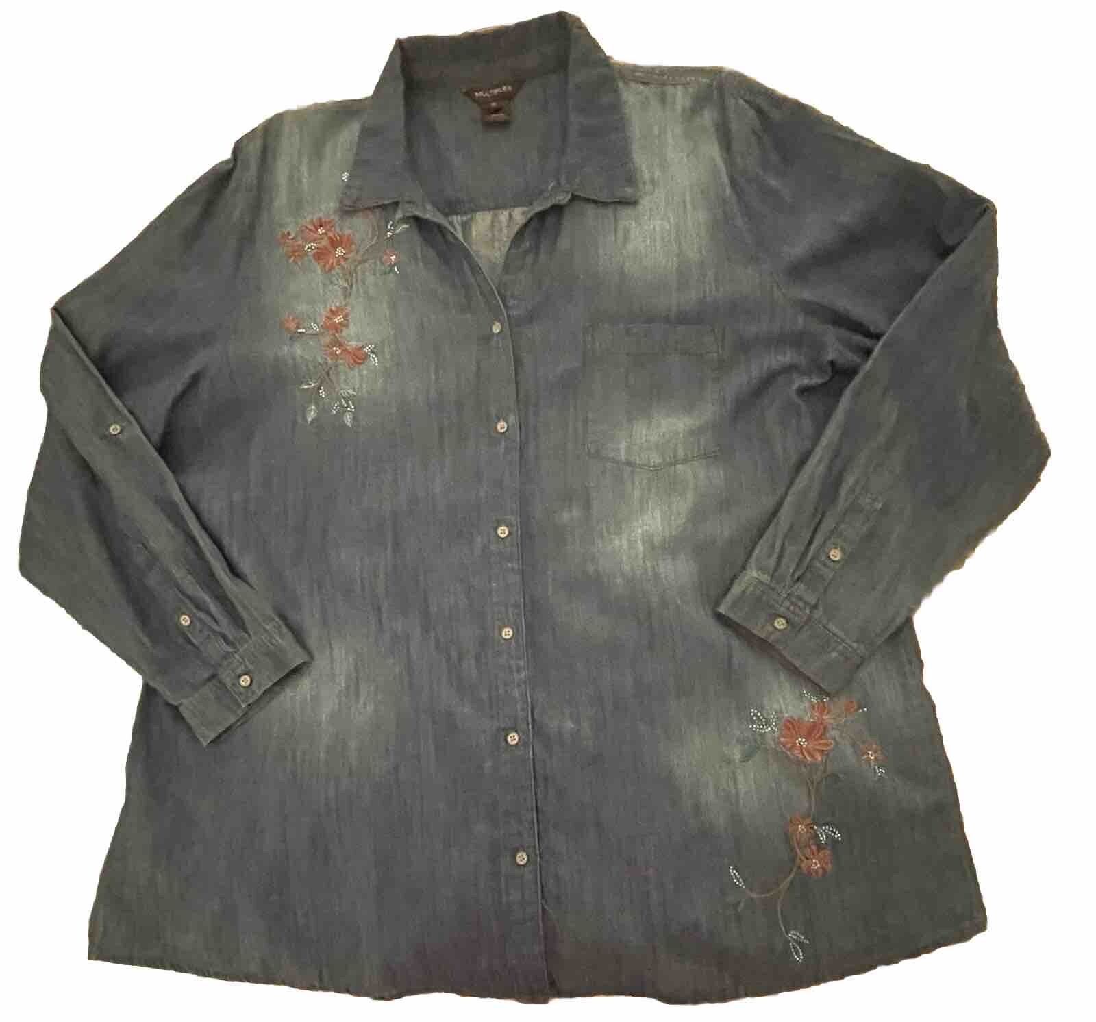 Multiples Button Front Lightweight Denim Long Sle… - image 1