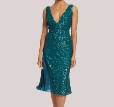 ladies green sequin dress Green Sequin Halter Long Sleeve Short Party Dress – Modsele