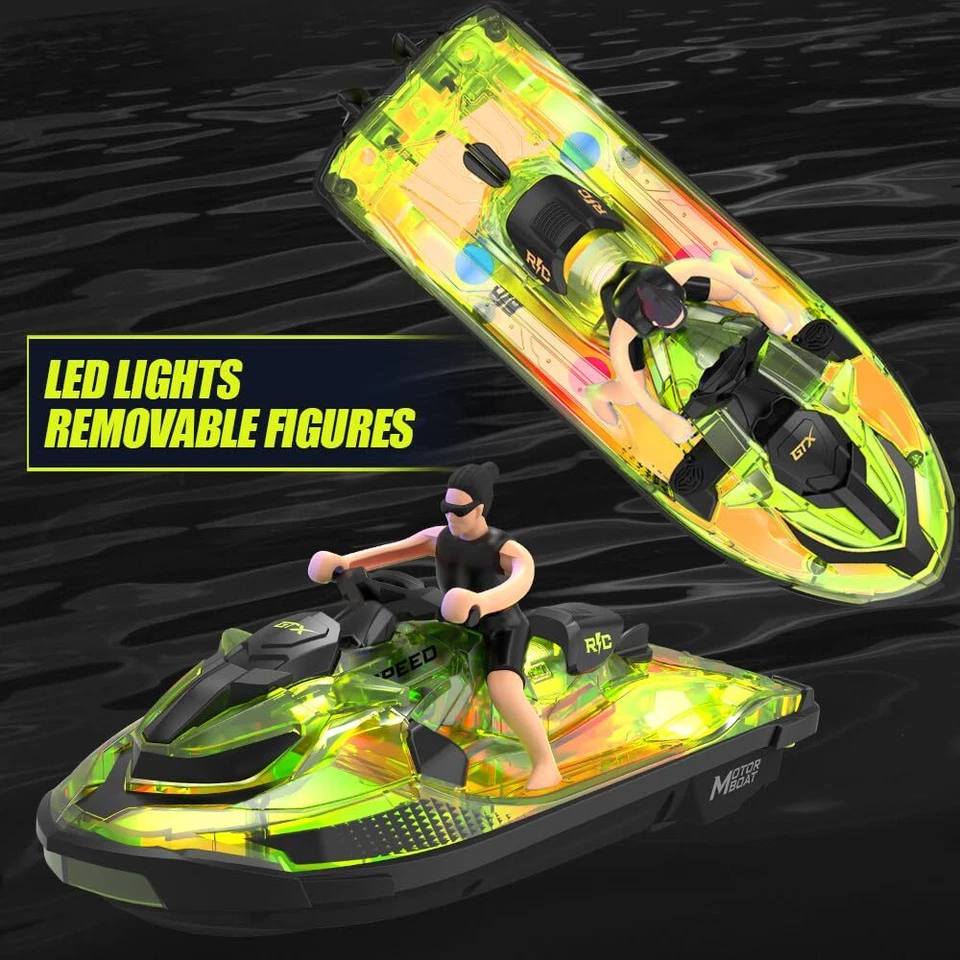 24 GHz Ferngesteuertes Boot RC Motorboot Spielzeug für Kinder mit LED-Lichter... - Bild 2 von 4
