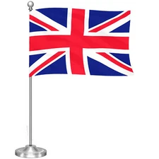 G128 United Kingdom UK Deluxe Desk Flag Set 8.5x5.5 In Printed 300D Polyester