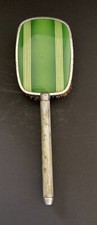 Old vintage vanity hair brush Hard Bristles. Green striped top. See Pictures