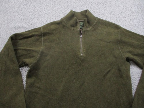 Suéter C.C Filson Para Hombre Pequeño Verde 1/4 Cremallera Manga Larga Lana Algodón Pullover - Imagen 2 de 15