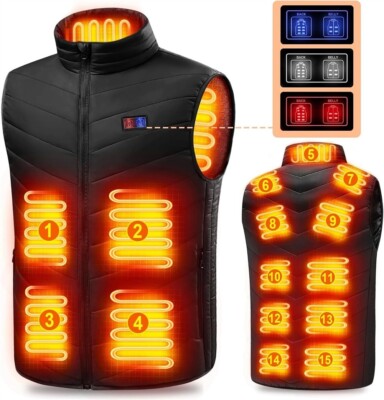 Beheizbare Weste Heizweste 15Zonen USB Beheizte Wärmeweste Vest Heizjacke Unisex