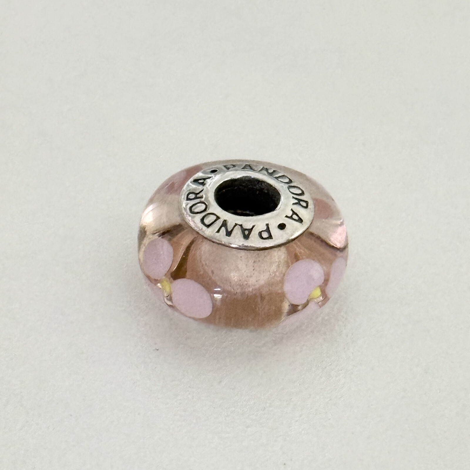 Pandora 925 Sterling Silver Pink Murano Glass Flowers For You Floral Bead Charm