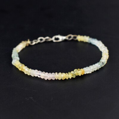 21 kt Erde abgebaut 5 Zoll lang schattiert Aquamarin Perlen Armband Schmuck JK-22E335