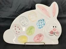Ceremic Spring Easter Bunny Deviled Egg Tray Plate Platter 11'x8'x1'