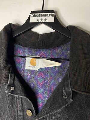 vintage Carhartt denim trucker jacket Aztec blanket lined